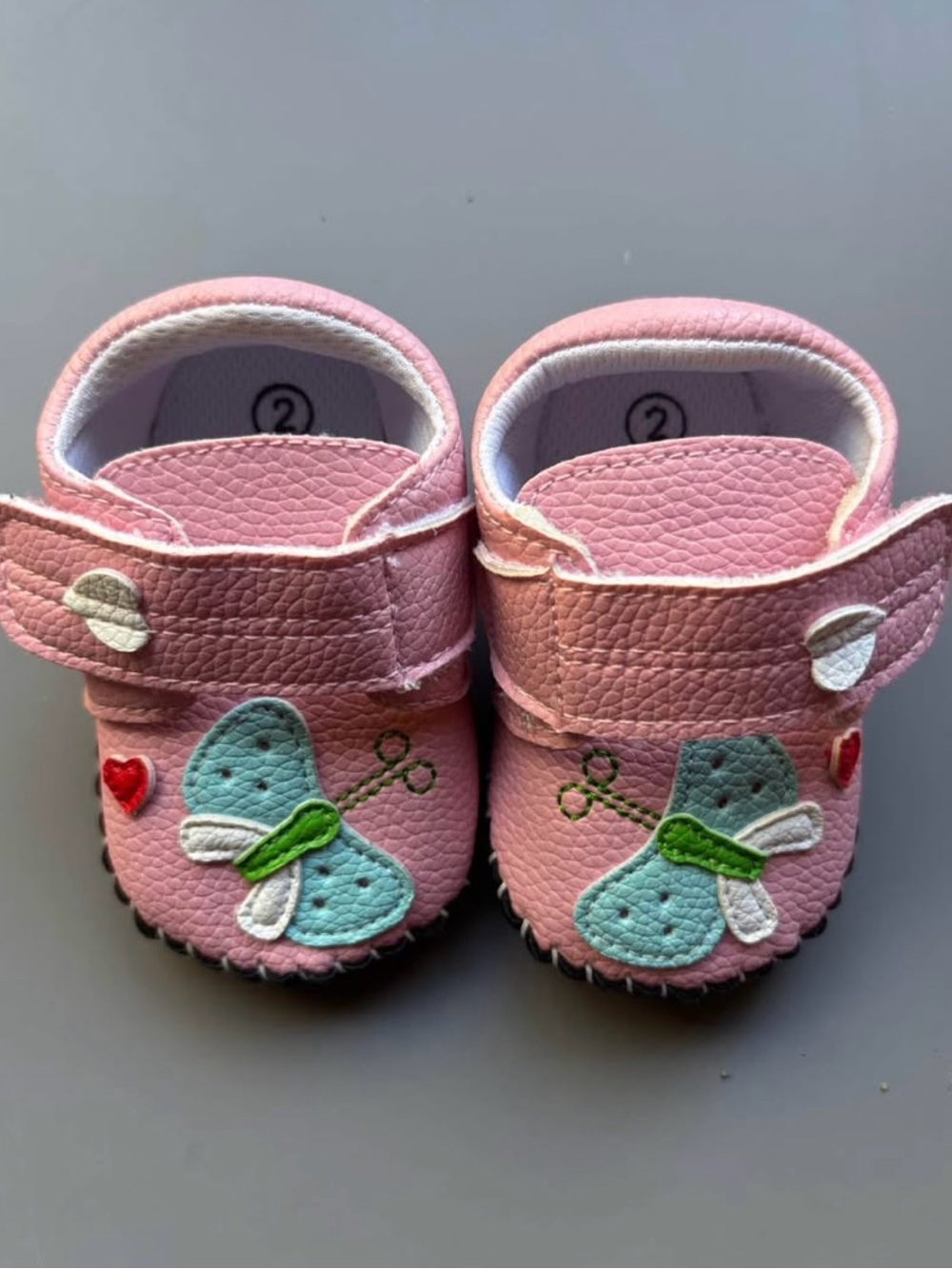 Pink Butterfly Baby Shoes - Soft Leather Toddler Moccasins